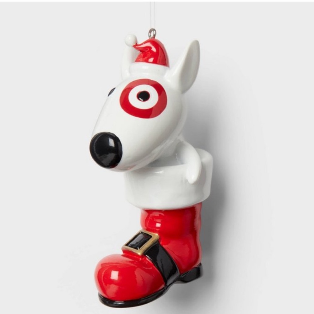 Target Wondershop Christmas Bullseye Dog Santa Boot Ornament 2024 - Picture 1 of 6